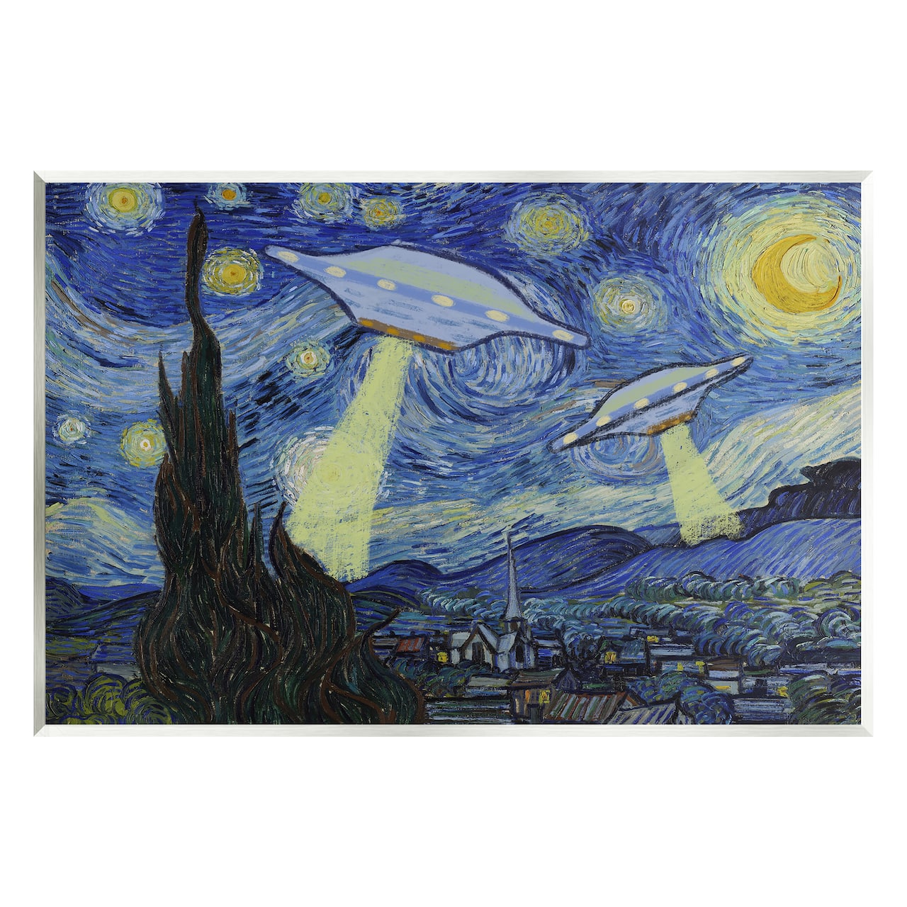 Stupell Industries Starry Night Classic Alien UFOs Wall Plaque Art